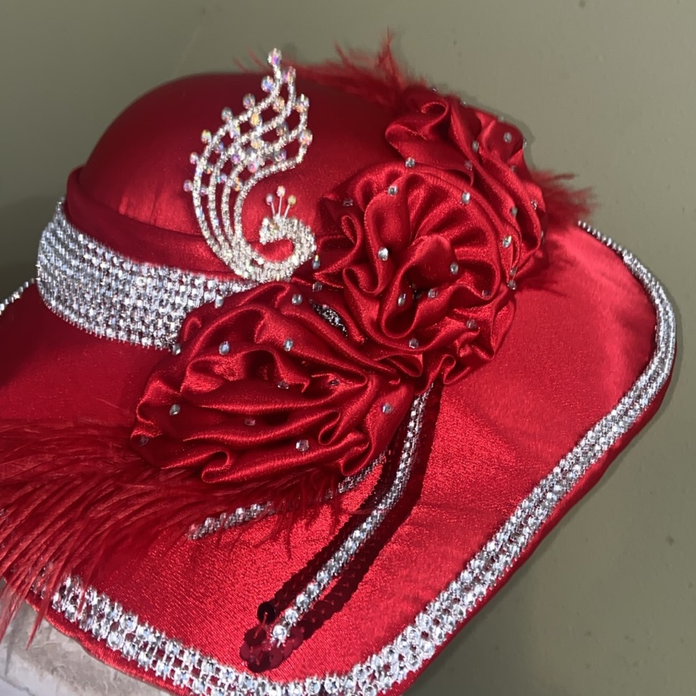Fabulous Red Church/Dress/Kentucky Derby Hat by Ms. Divine - Picture 6 of 8